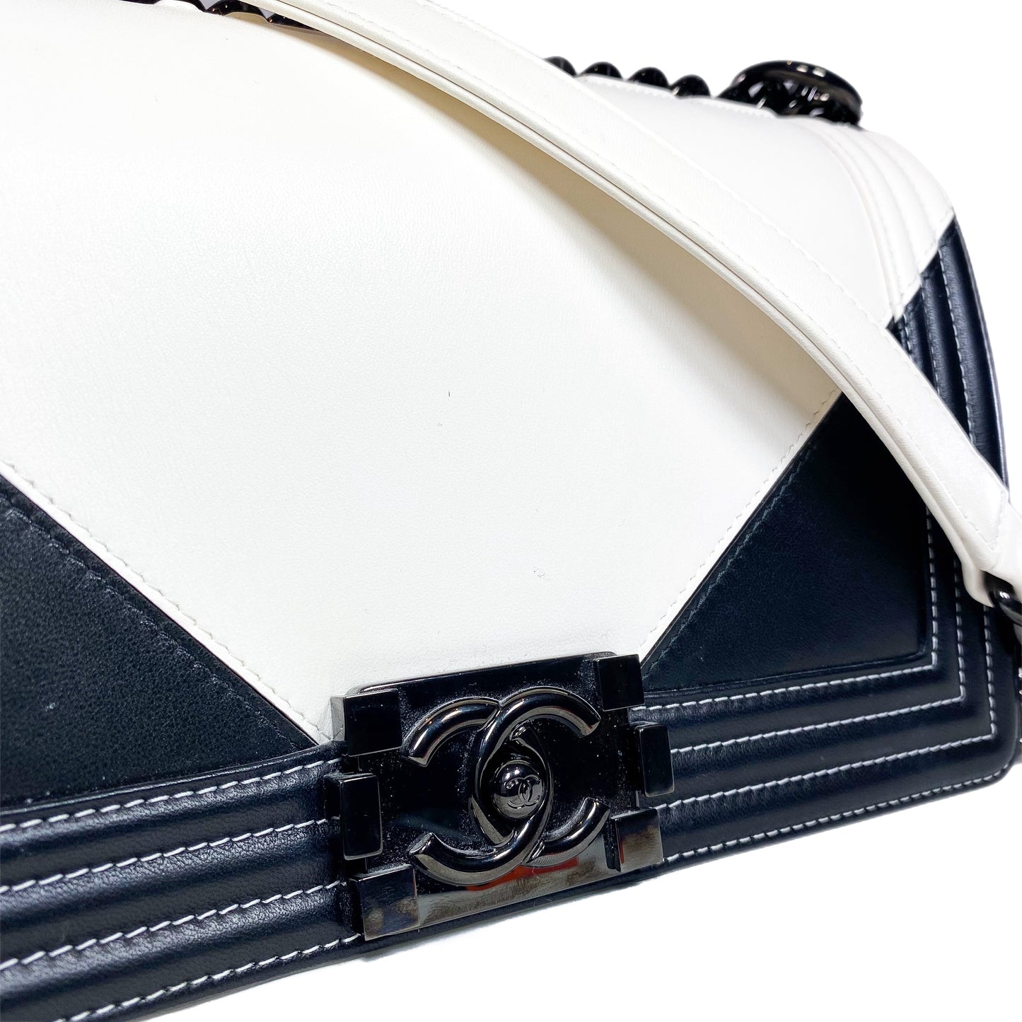 Chanel Black and White Geometric New Medium Boy Bag
