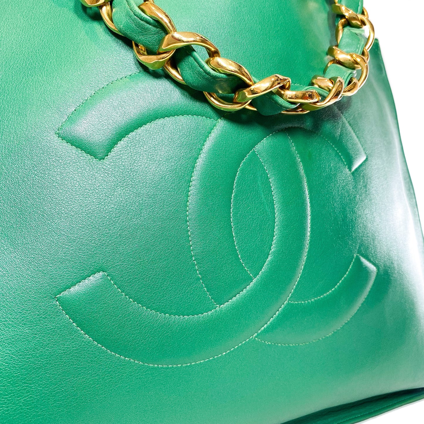 Chanel Green Jumbo XL Timeless Shopping Tote