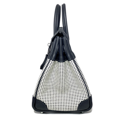 Hermes Birkin 25 Caban Swift Ecru Toile Quadrille Palladium Hardware
