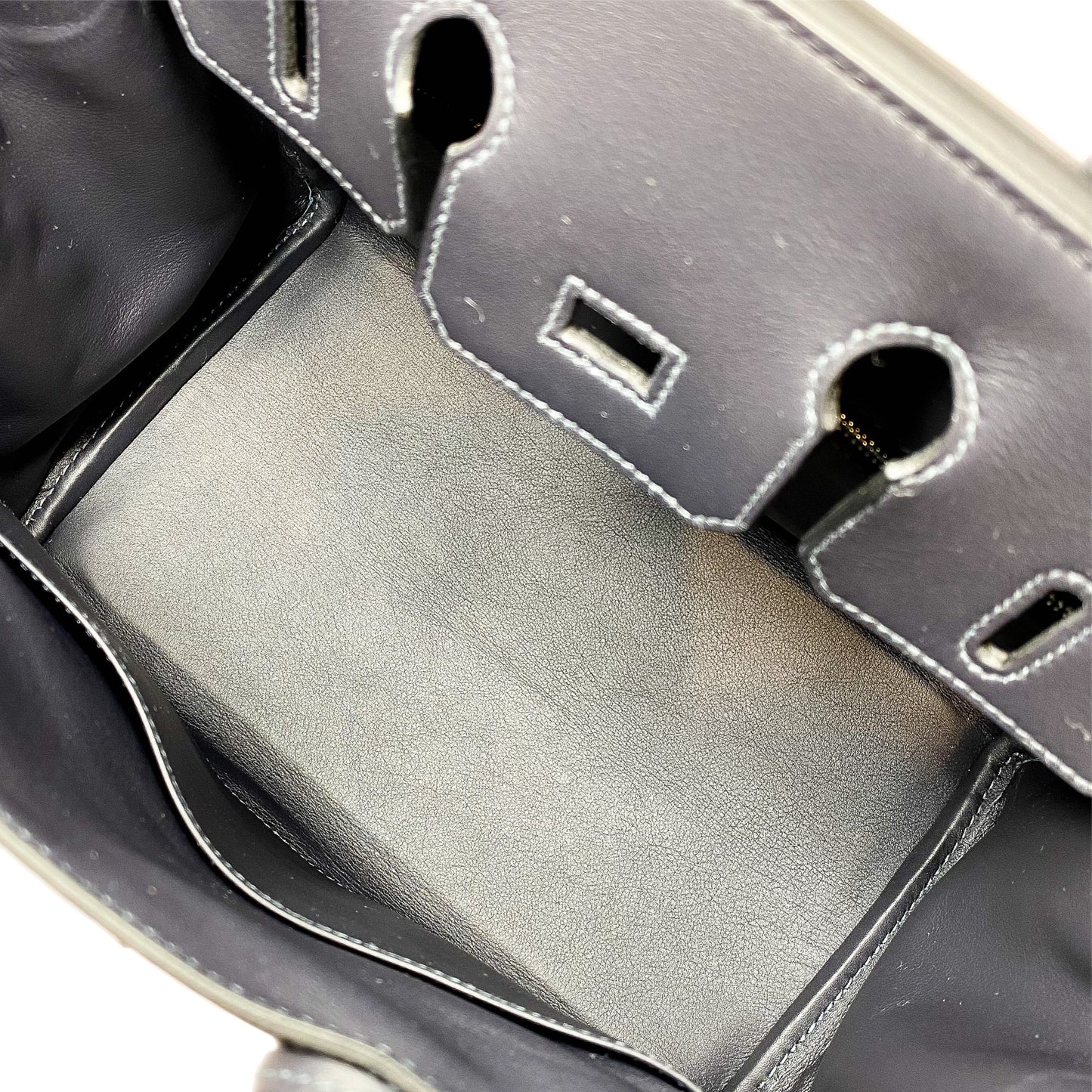 Hermes Birkin 25 Caban Swift Ecru Toile Quadrille Palladium Hardware