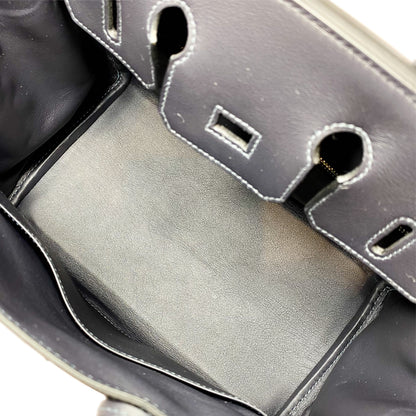 Hermes Birkin 25 Caban Swift Ecru Toile Quadrille Palladium Hardware