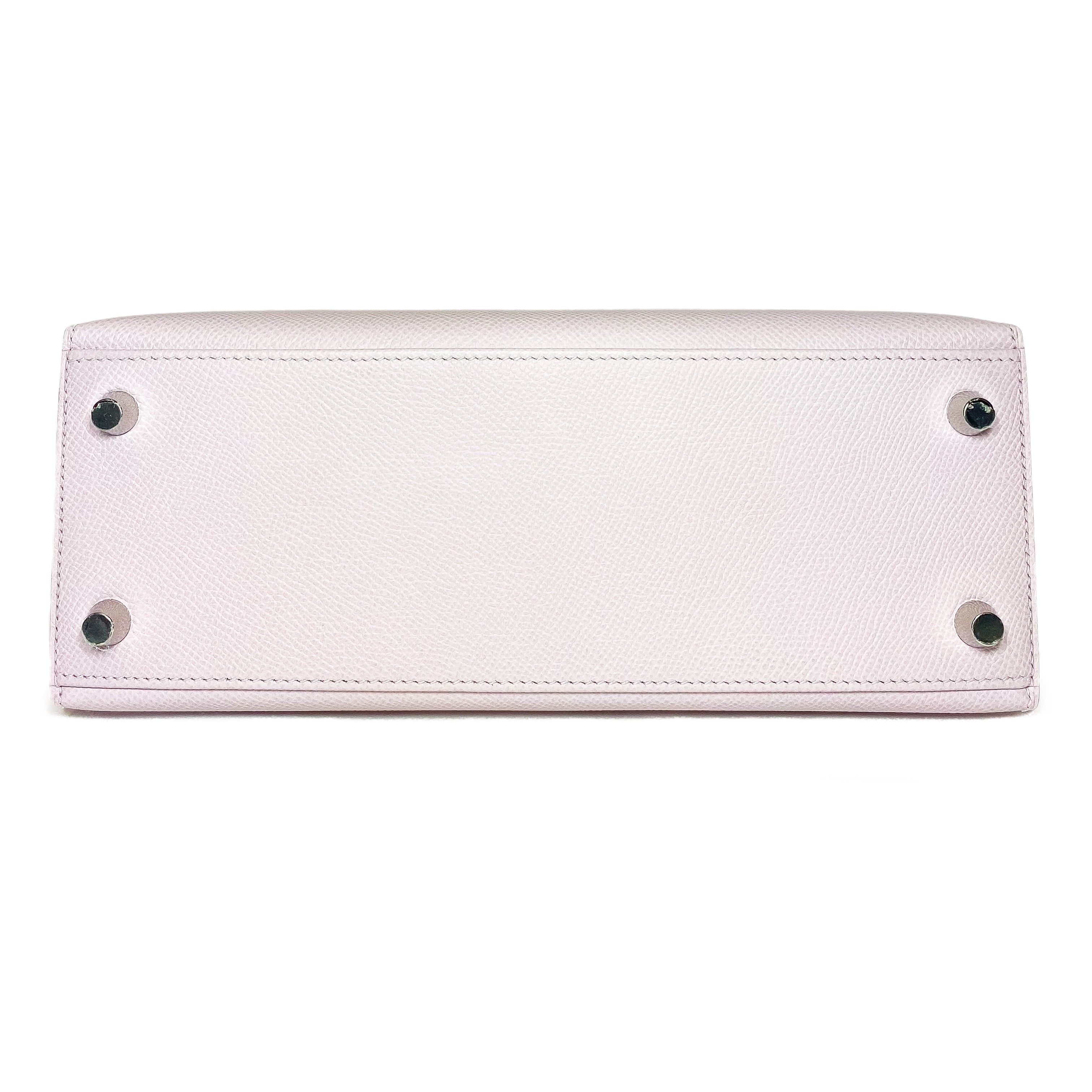 Hermes Kelly 25 Mauve Pale Epsom Palladium Hardware
