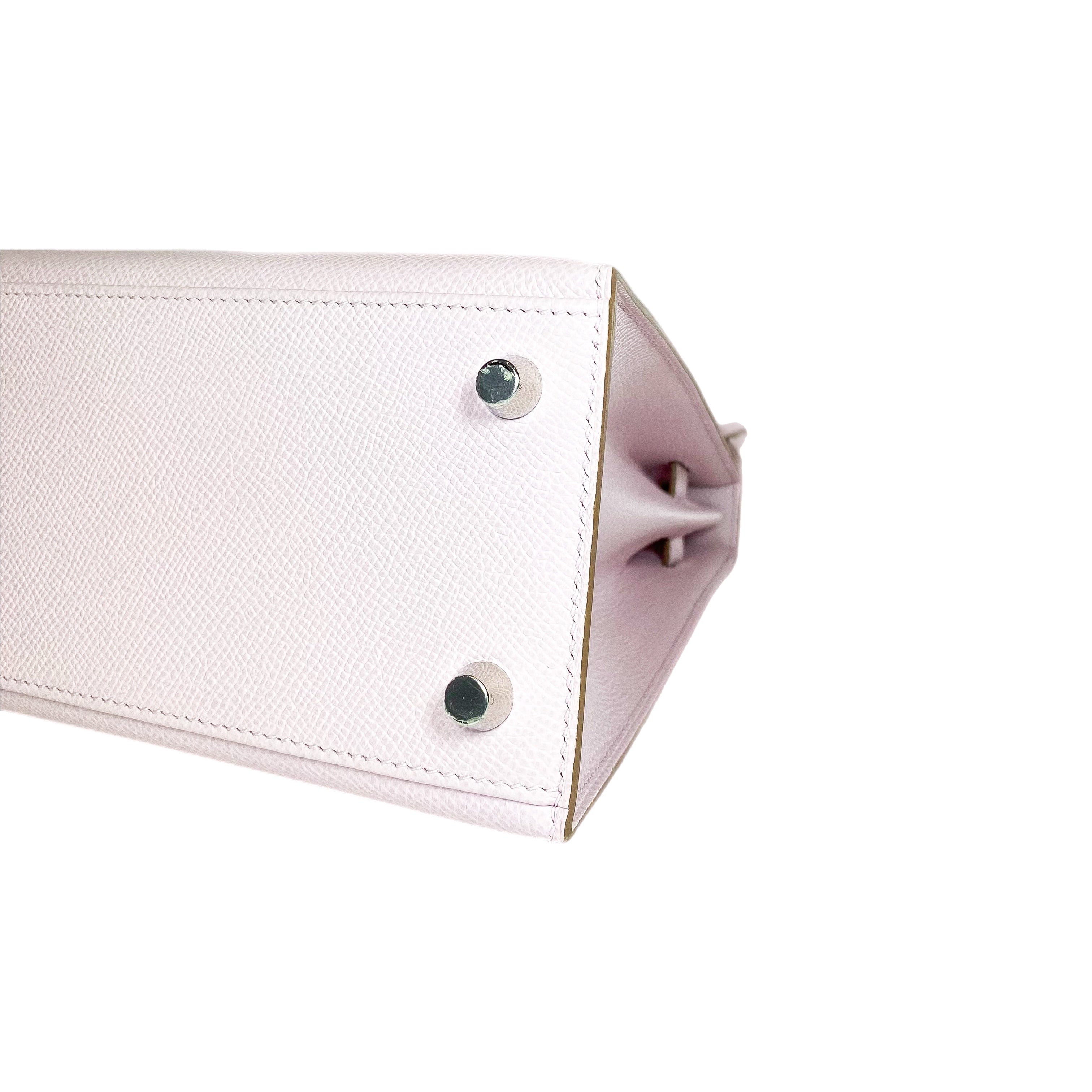 Hermes Kelly 25 Mauve Pale Epsom Palladium Hardware