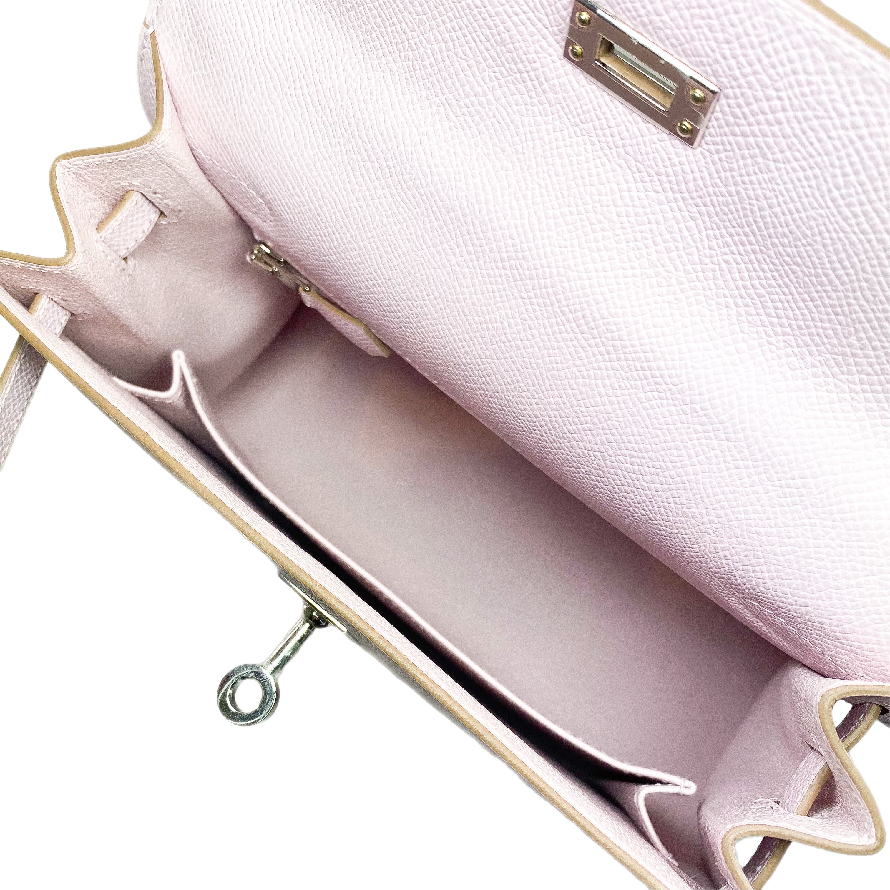 Hermes Kelly 25 Mauve Pale Epsom Palladium Hardware