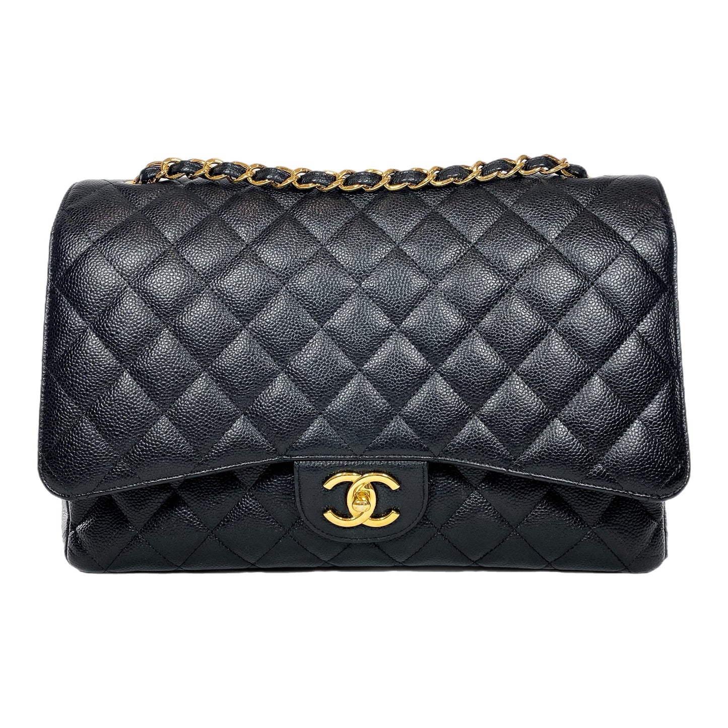 Chanel Black Quilted Caviar Maxi Double Flap Bag
