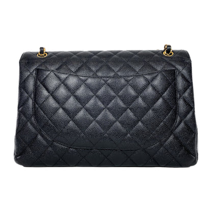 Chanel Black Quilted Caviar Maxi Double Flap Bag