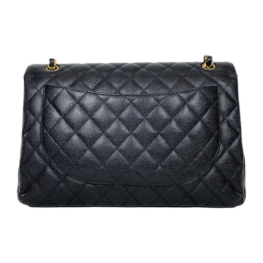 Chanel Black Quilted Caviar Maxi Double Flap Bag
