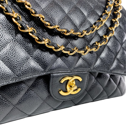 Chanel Black Quilted Caviar Maxi Double Flap Bag