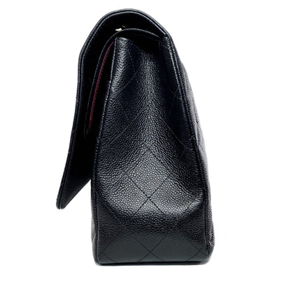 Chanel Black Quilted Caviar Maxi Double Flap Bag