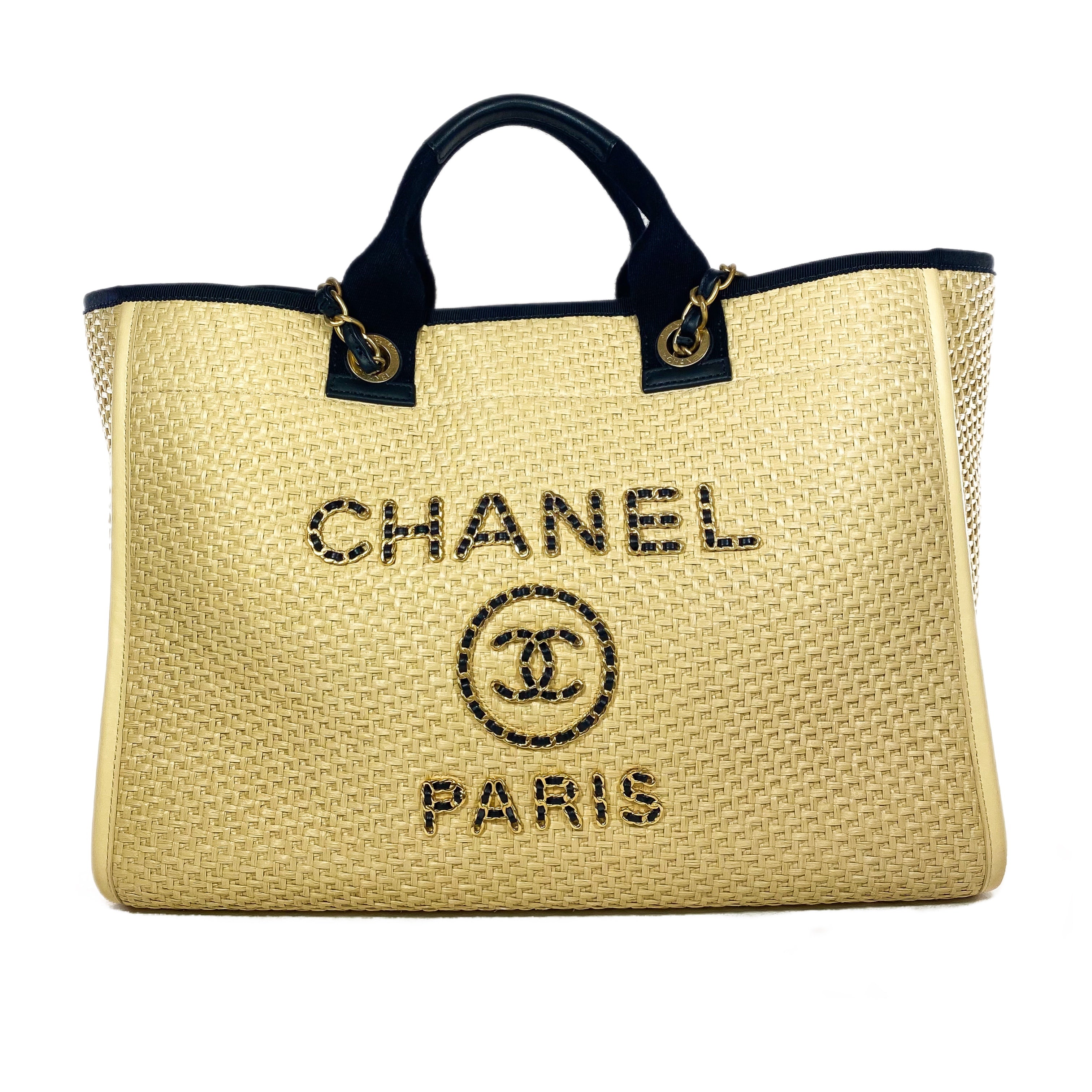 Chanel Large Beige Raffia Deauville