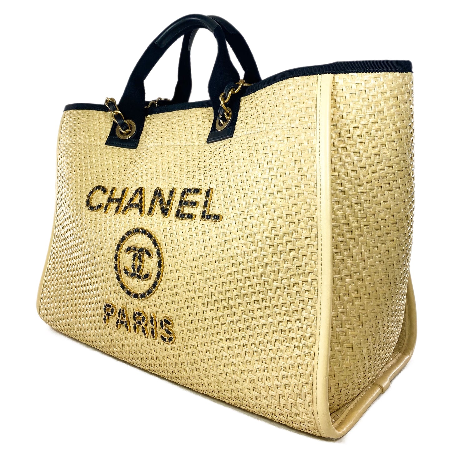 Chanel Large Beige Raffia Deauville