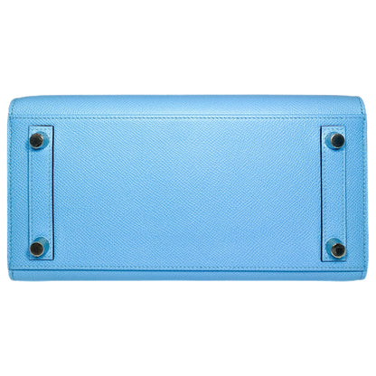 Hermes Birkin 25 Bleu Celeste Sellier Epsom Palladium Hardware