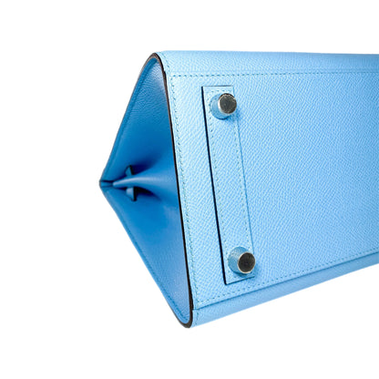Hermes Birkin 25 Bleu Celeste Sellier Epsom Palladium Hardware