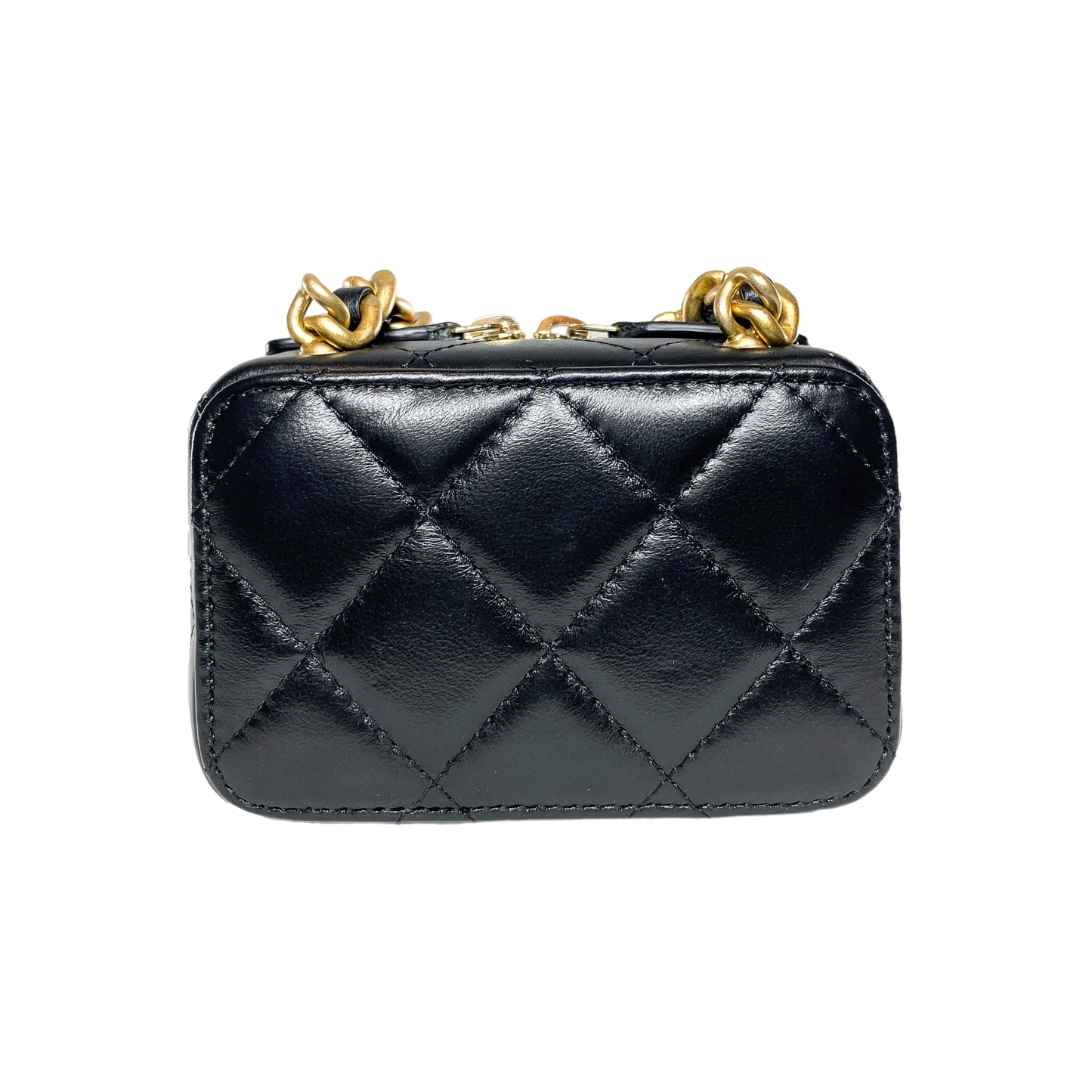 Chanel Black Quilted Mini Lacquered Chain Clutch