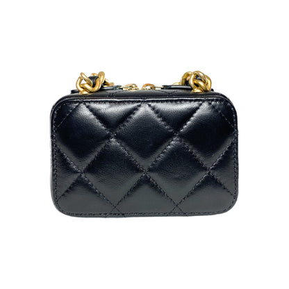 Chanel Black Quilted Mini Lacquered Chain Clutch