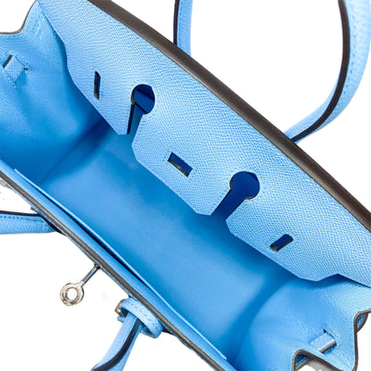Hermes Birkin 25 Bleu Celeste Sellier Epsom Palladium Hardware