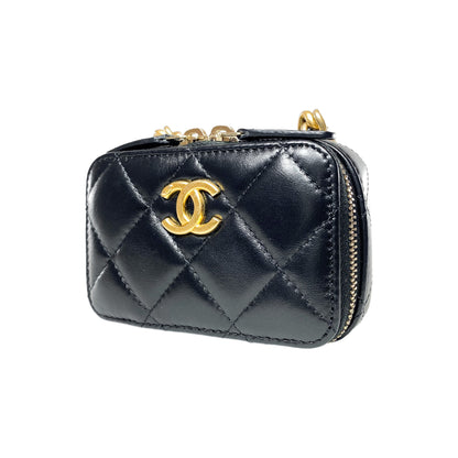 Chanel Black Quilted Mini Lacquered Chain Clutch
