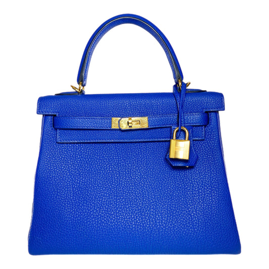 Hermes Kelly 25 Bleu Royal Togo Gold Hardware