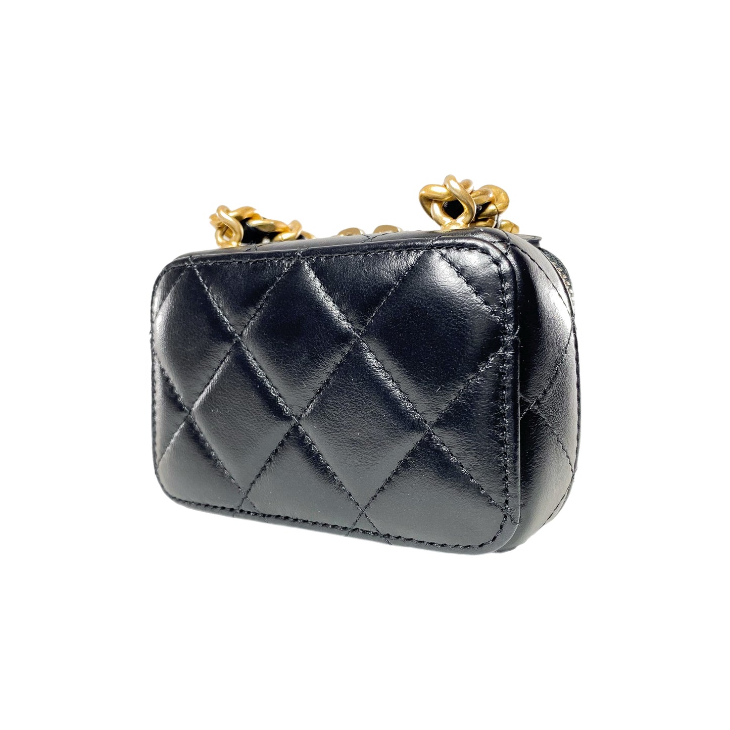 Chanel Black Quilted Mini Lacquered Chain Clutch
