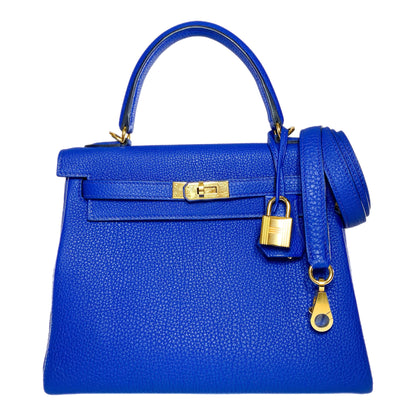Hermes Kelly 25 Bleu Royal Togo Gold Hardware