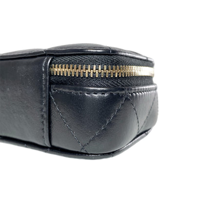 Chanel Black Quilted Mini Lacquered Chain Clutch