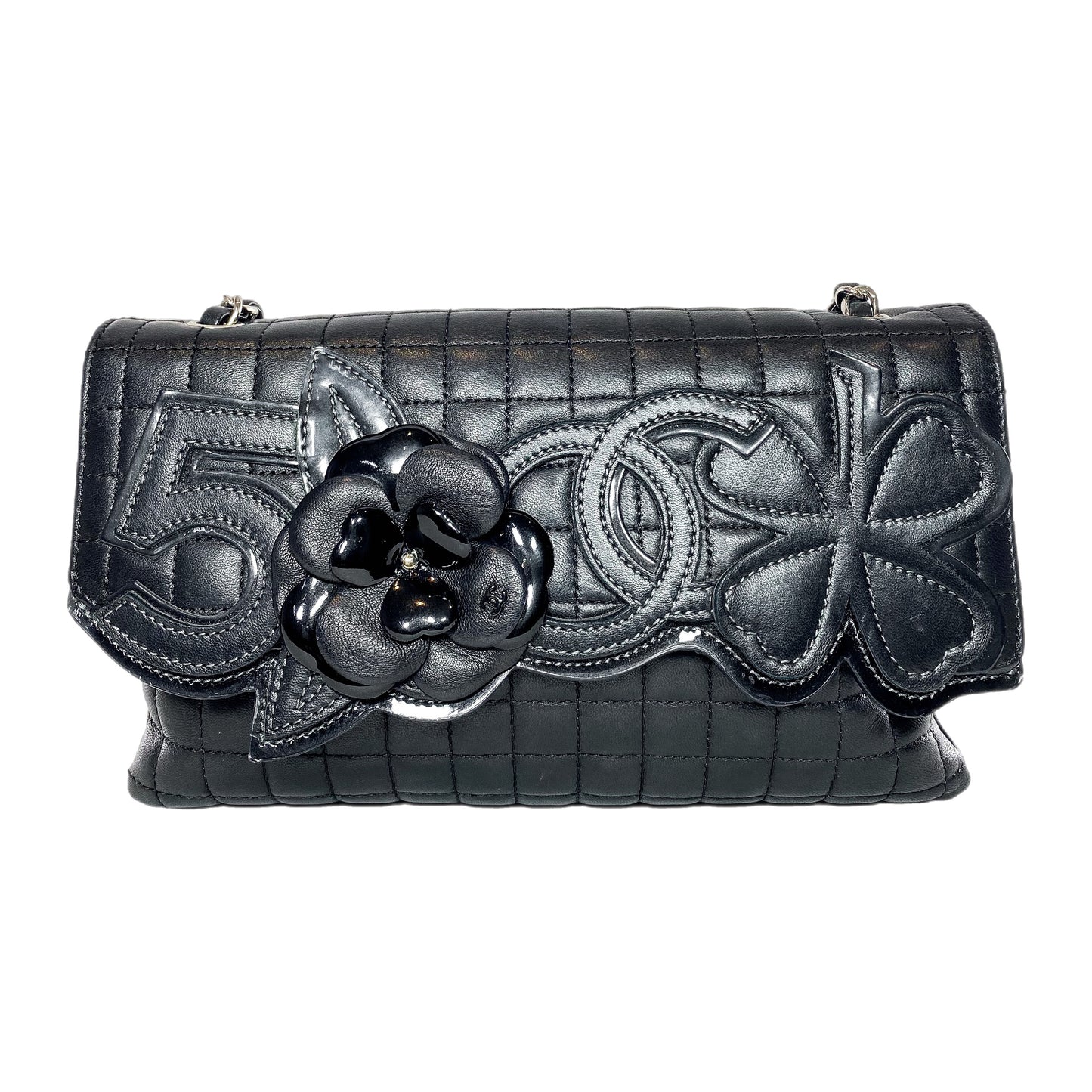 Chanel Black No. 5 Camellia Flap Bag