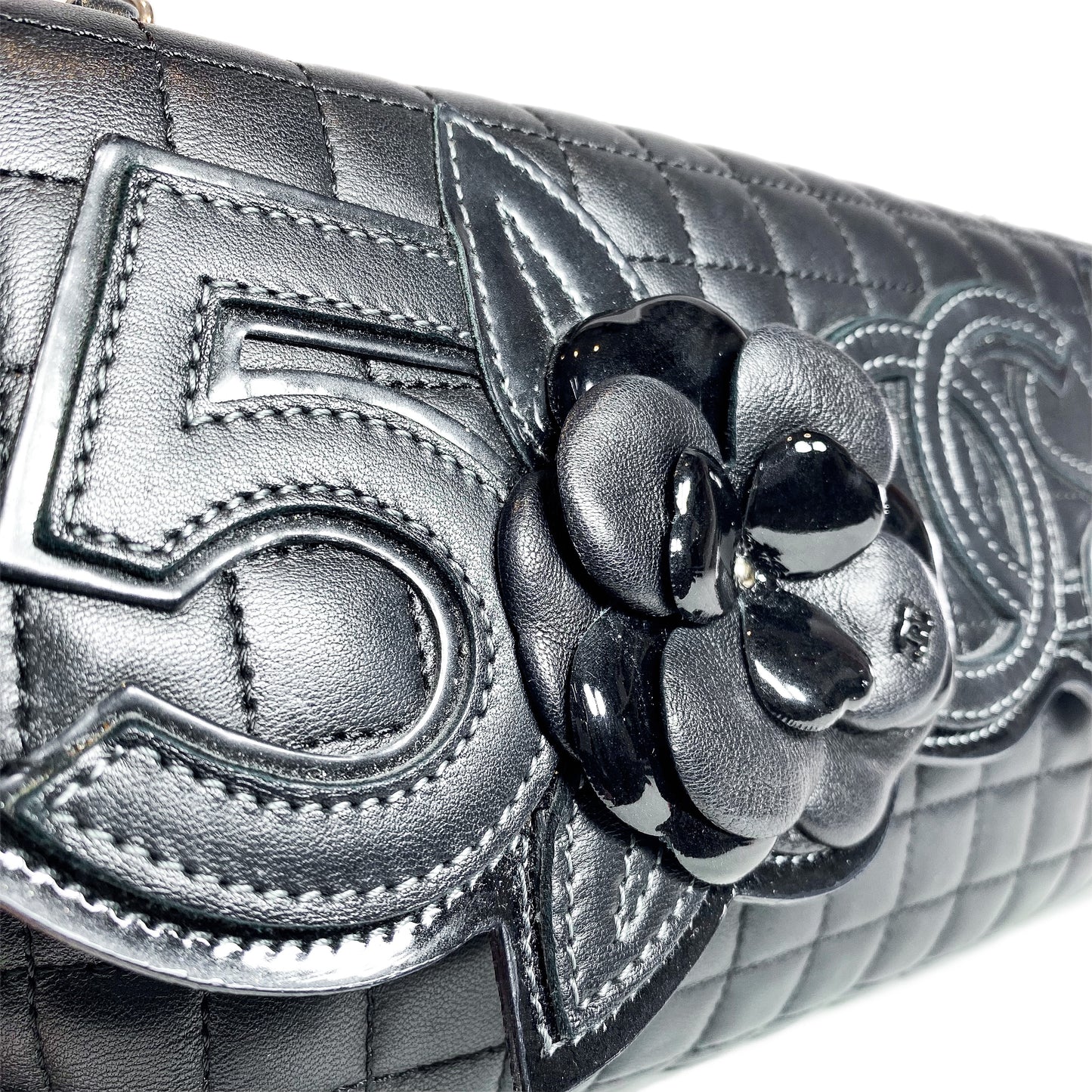 Chanel Black No. 5 Camellia Flap Bag