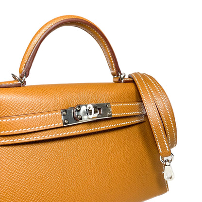 Hermes Mini Kelly 20 Gold Epsom Palladium Hardware