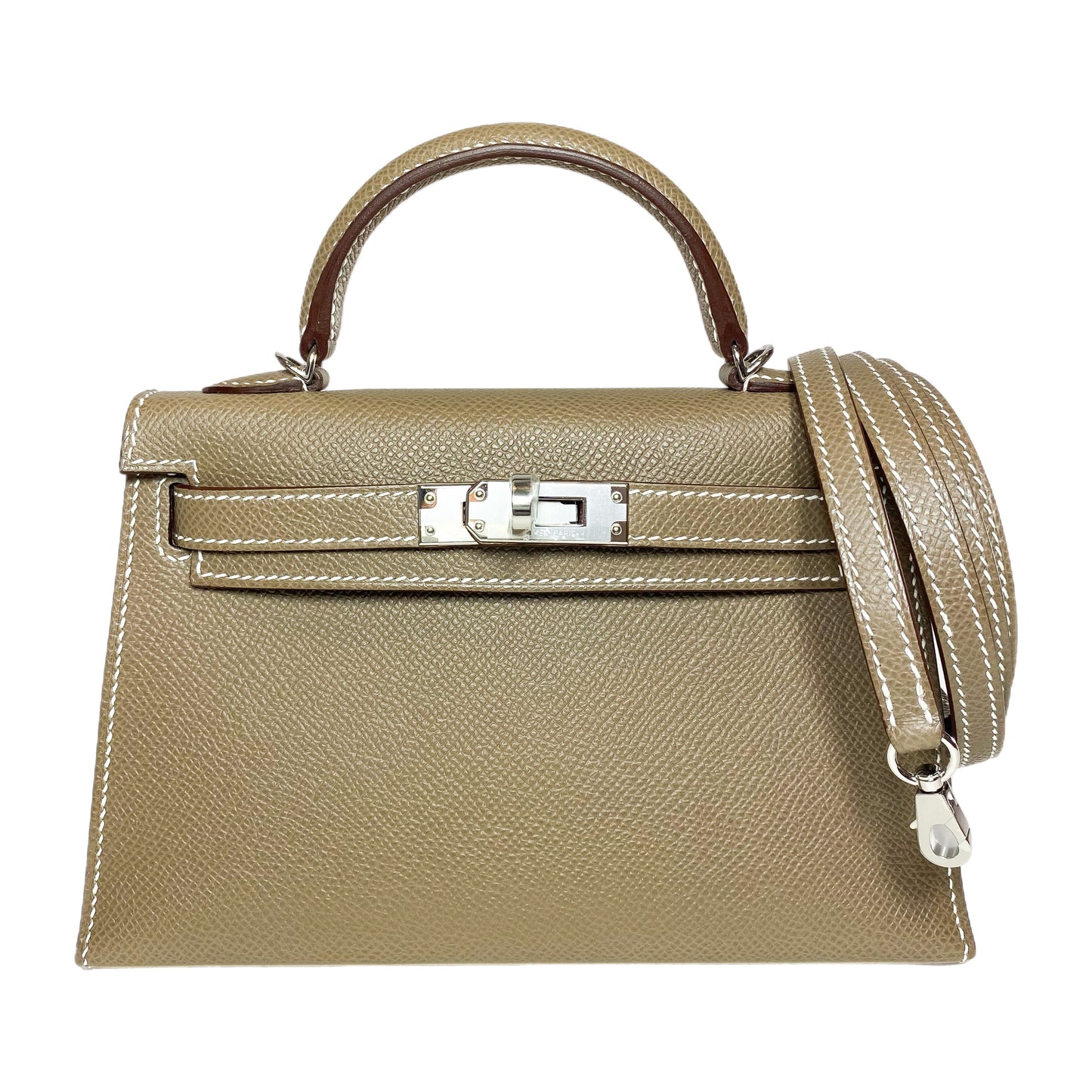 Hermes Mini Kelly 20 Etoupe Epsom Palladium Hardware