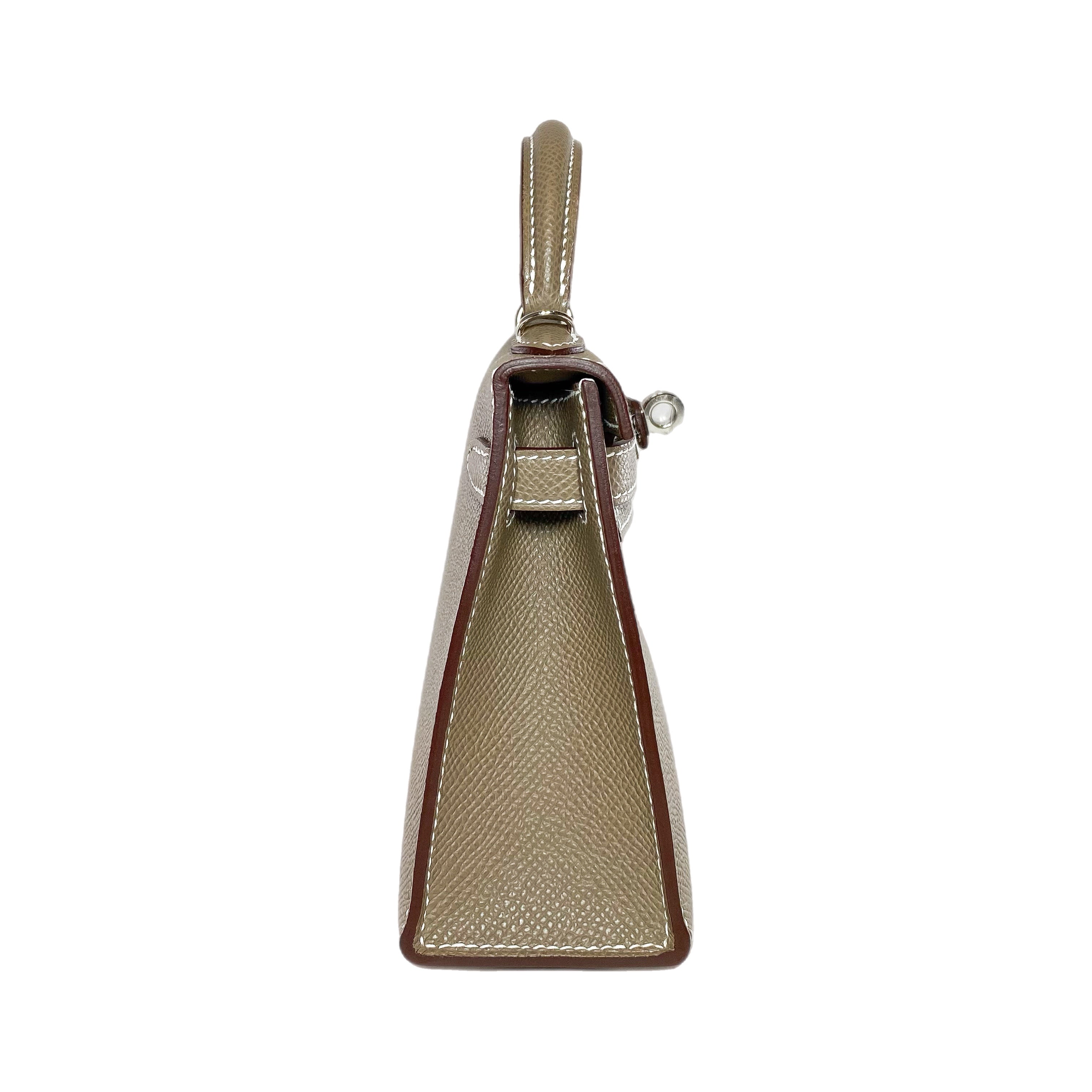 Hermes Mini Kelly 20 Etoupe Epsom Palladium Hardware