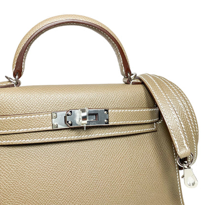 Hermes Mini Kelly 20 Etoupe Epsom Palladium Hardware