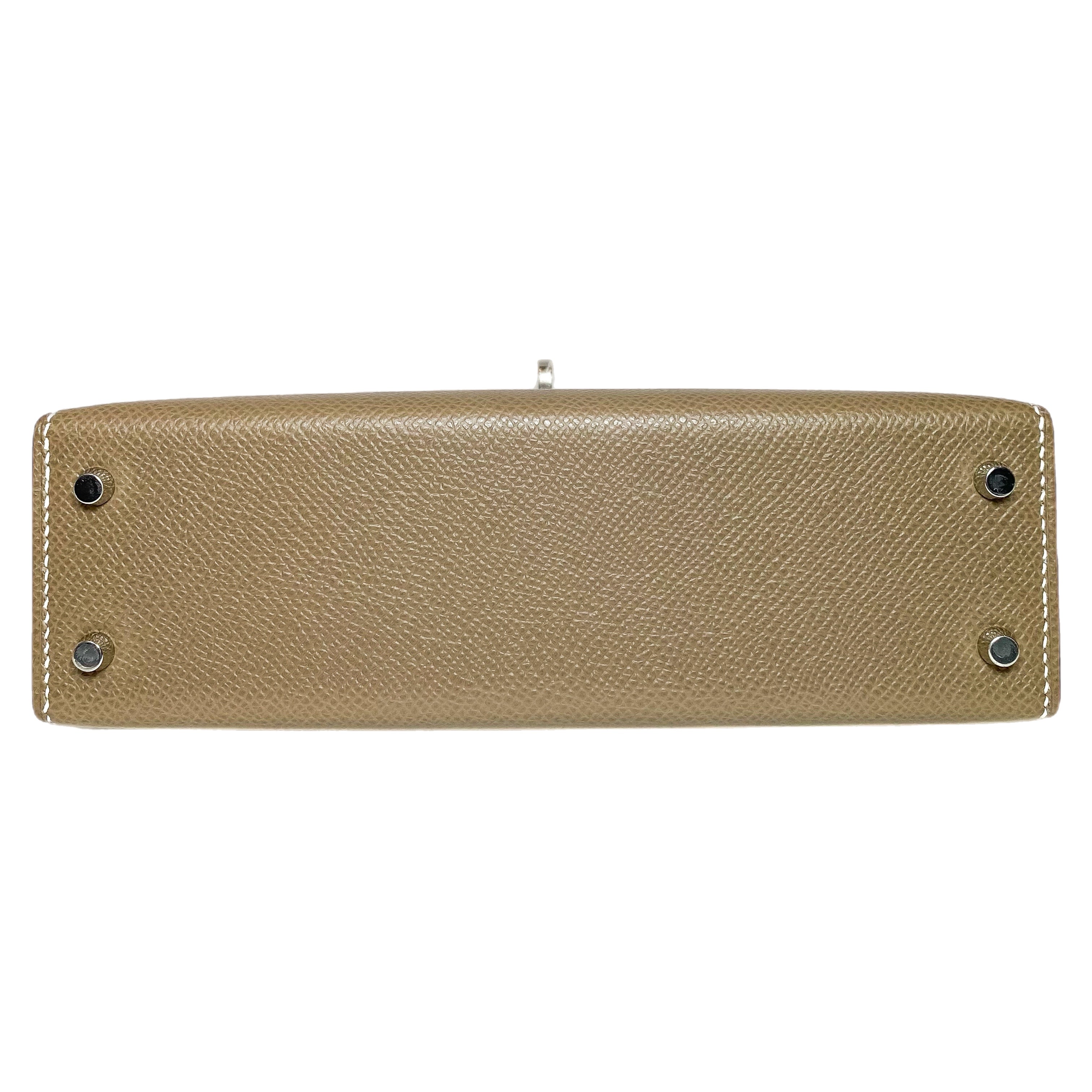 Hermes Mini Kelly 20 Etoupe Epsom Palladium Hardware