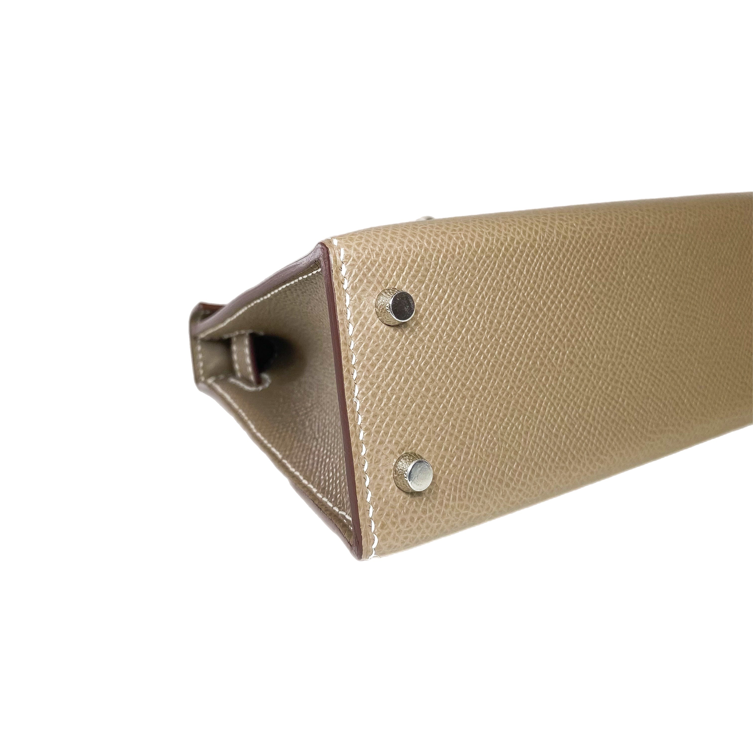 Hermes Mini Kelly 20 Etoupe Epsom Palladium Hardware