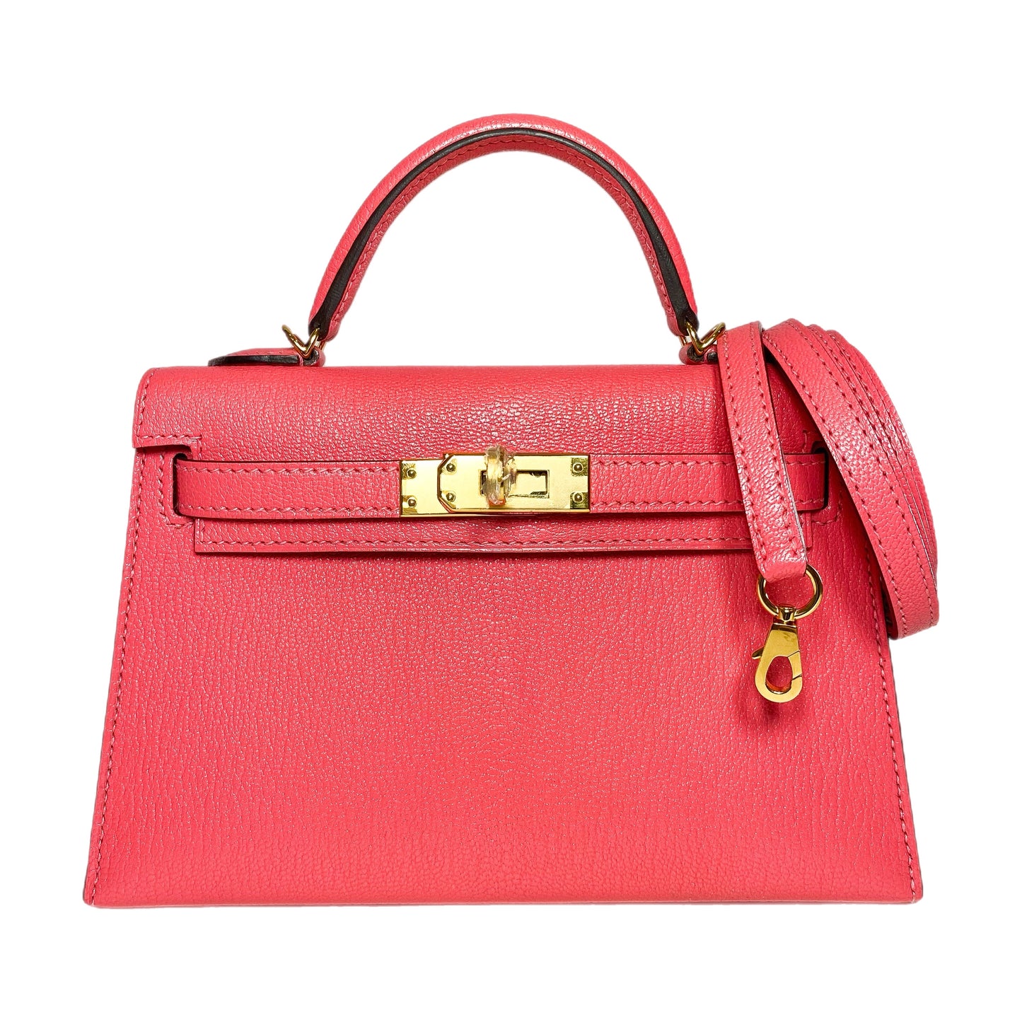 Hermes Mini Kelly 20 Rose Lipstick Chevre Gold Hardware