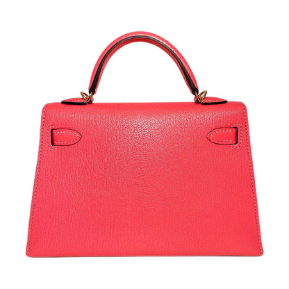 Hermes Mini Kelly 20 Rose Lipstick Chevre Gold Hardware