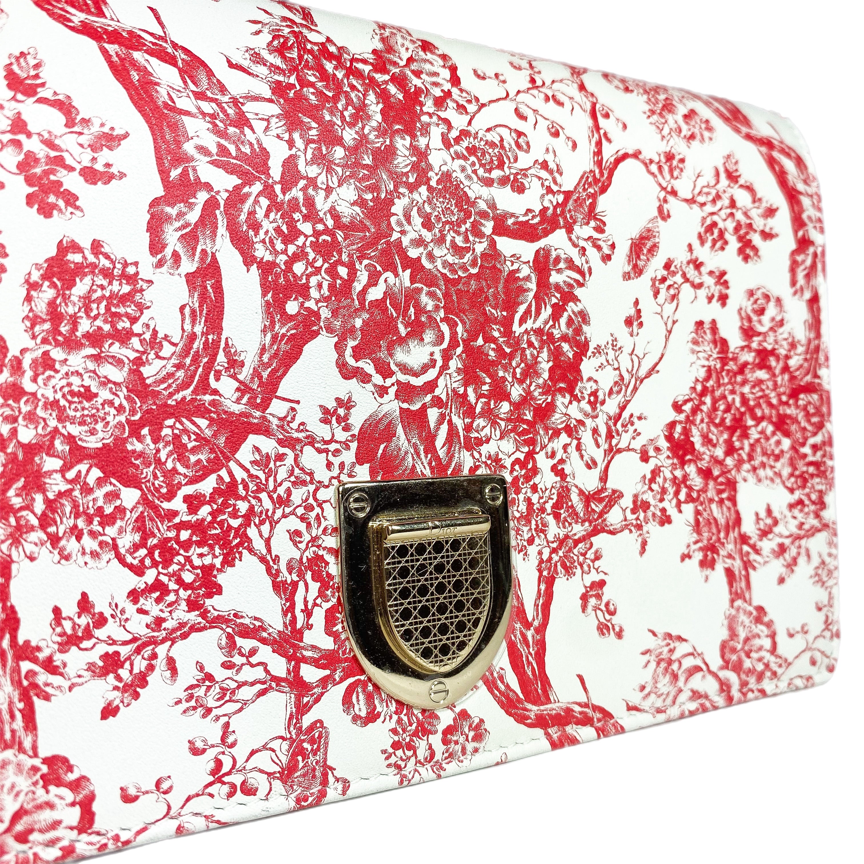 Dior Red Toile de Jouy Diorama Wallet on Chain