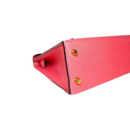 Hermes Mini Kelly 20 Rose Lipstick Chevre Gold Hardware