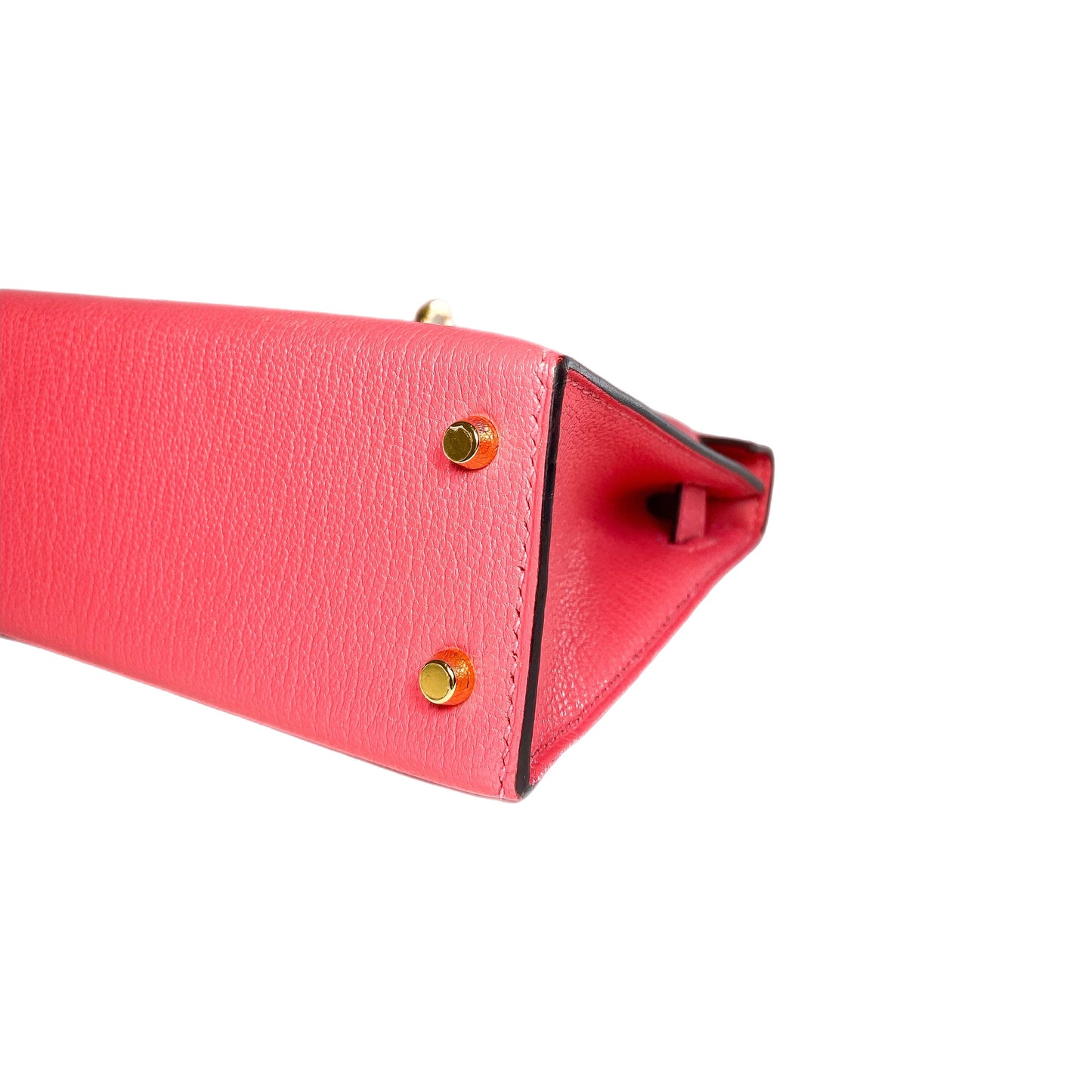 Hermes Mini Kelly 20 Rose Lipstick Chevre Gold Hardware