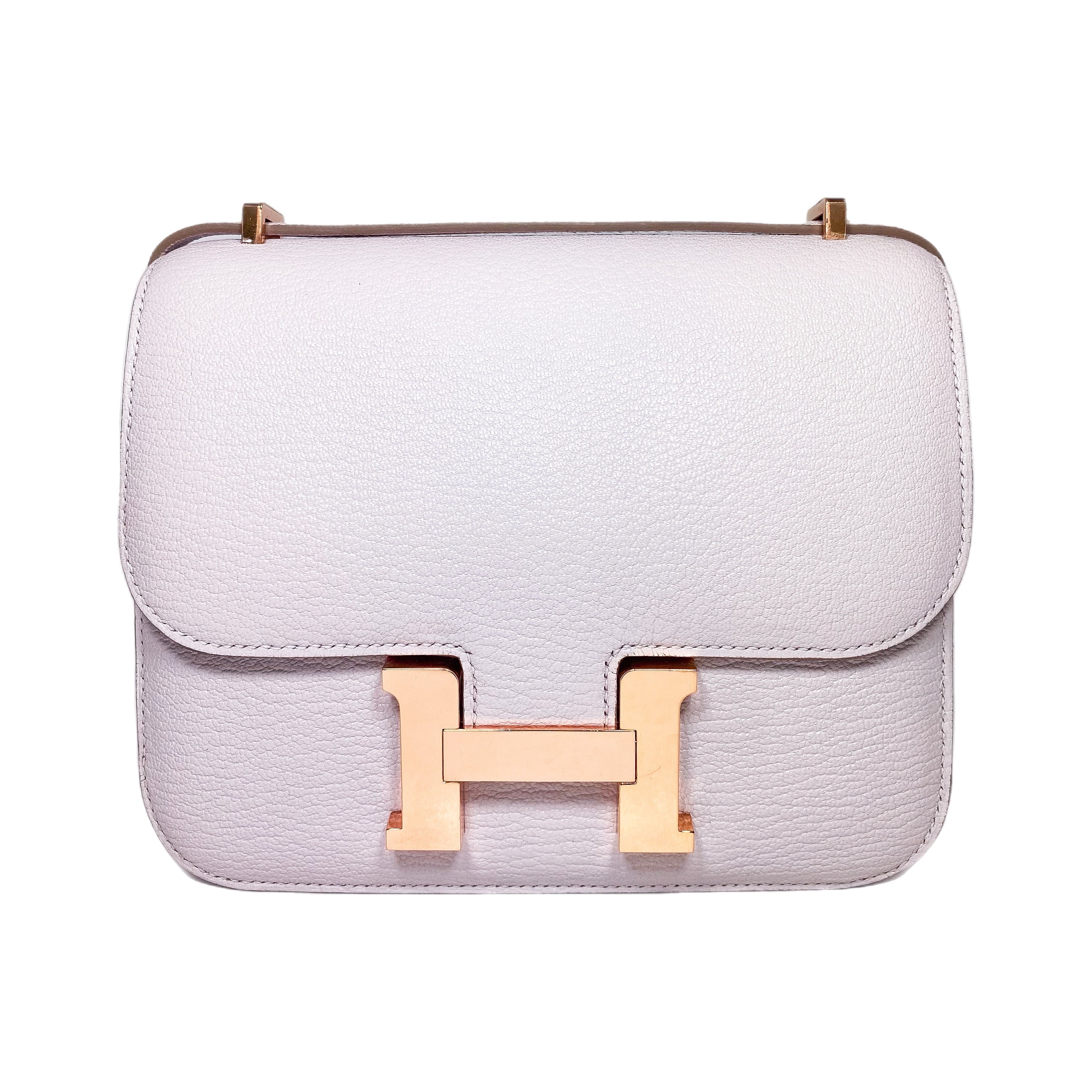 Hermes Constance 18 Mauve Pale Chevre Rose Gold Hardware