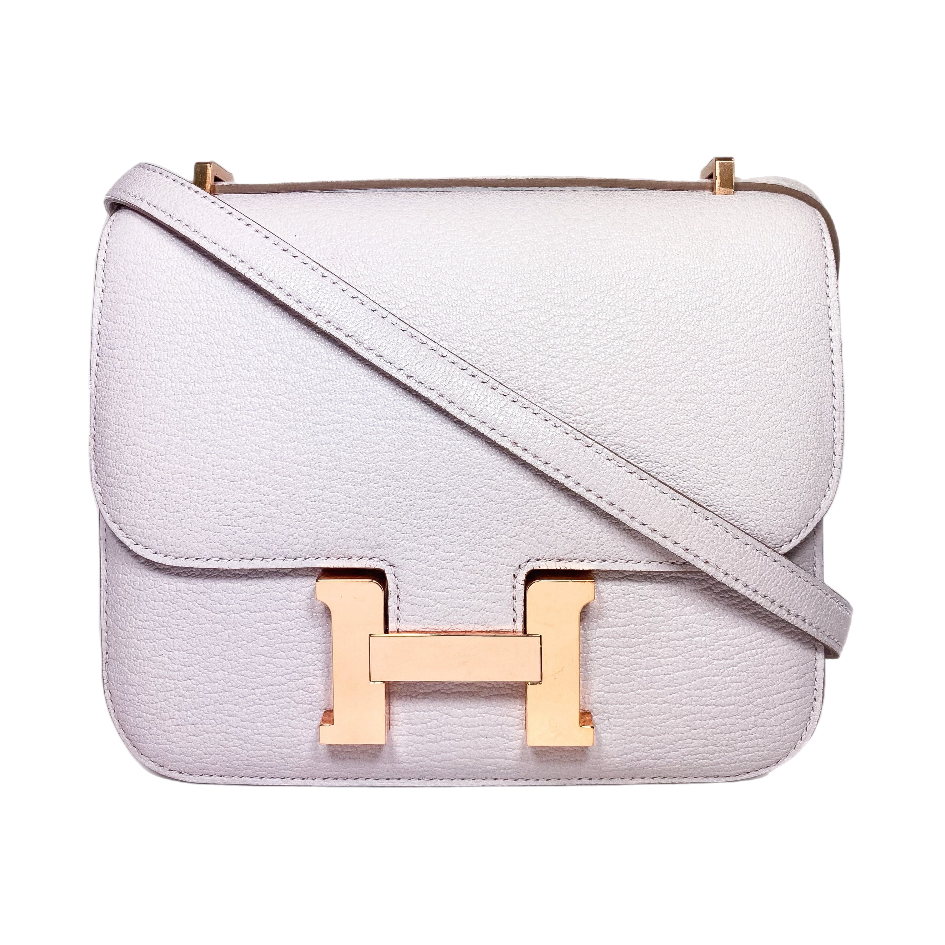 Hermes Constance 18 Mauve Pale Chevre Rose Gold Hardware