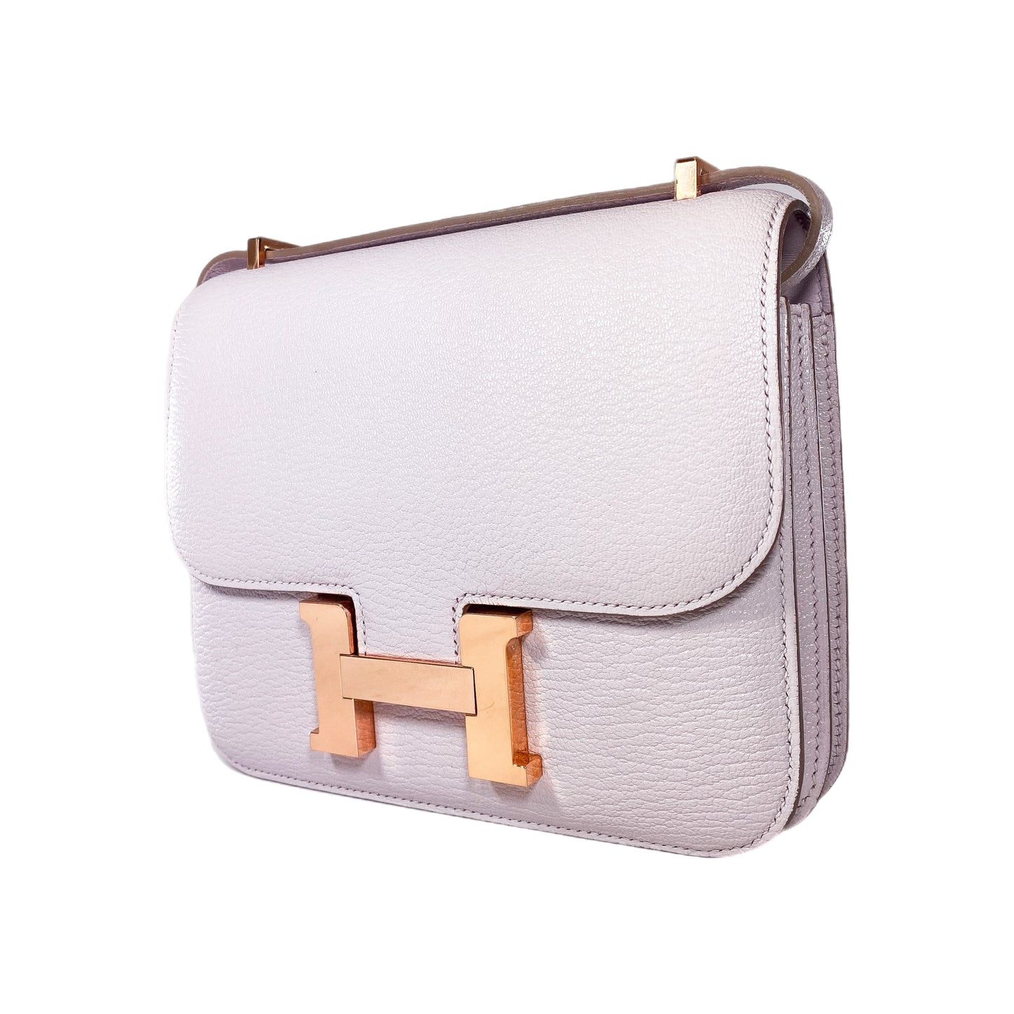 Hermes Constance 18 Mauve Pale Chevre Rose Gold Hardware