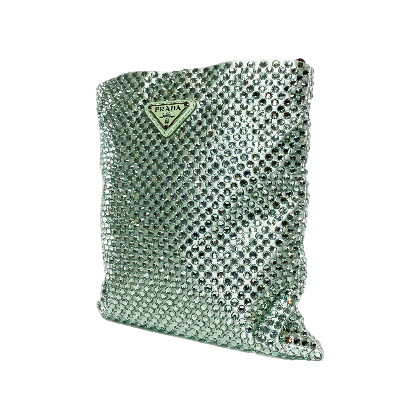 Prada Green Metal Triangle Logo Chain Crossbody