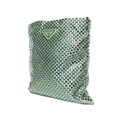 Prada Green Metal Triangle Logo Chain Crossbody