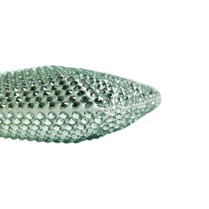 Prada Green Metal Triangle Logo Chain Crossbody