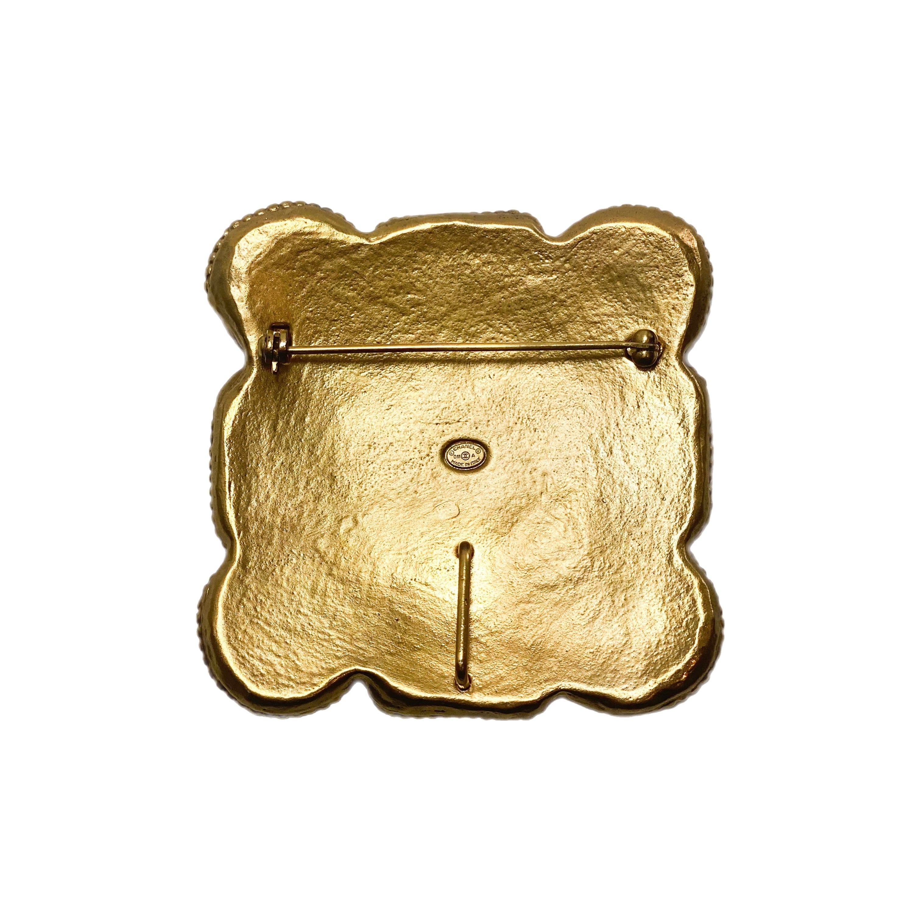 Chanel Gold CC Gripoix Brooch