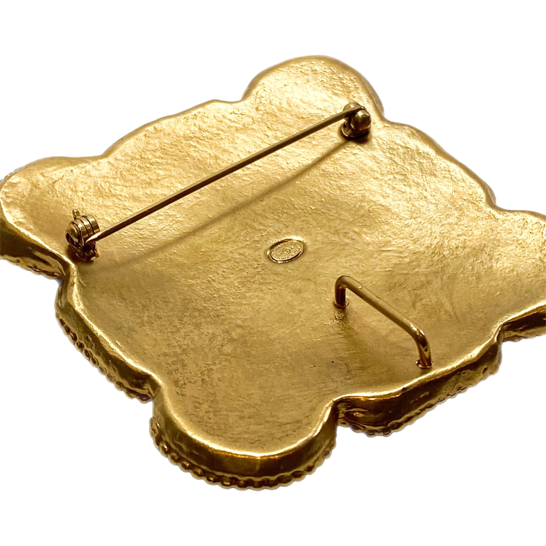 Chanel Gold CC Gripoix Brooch