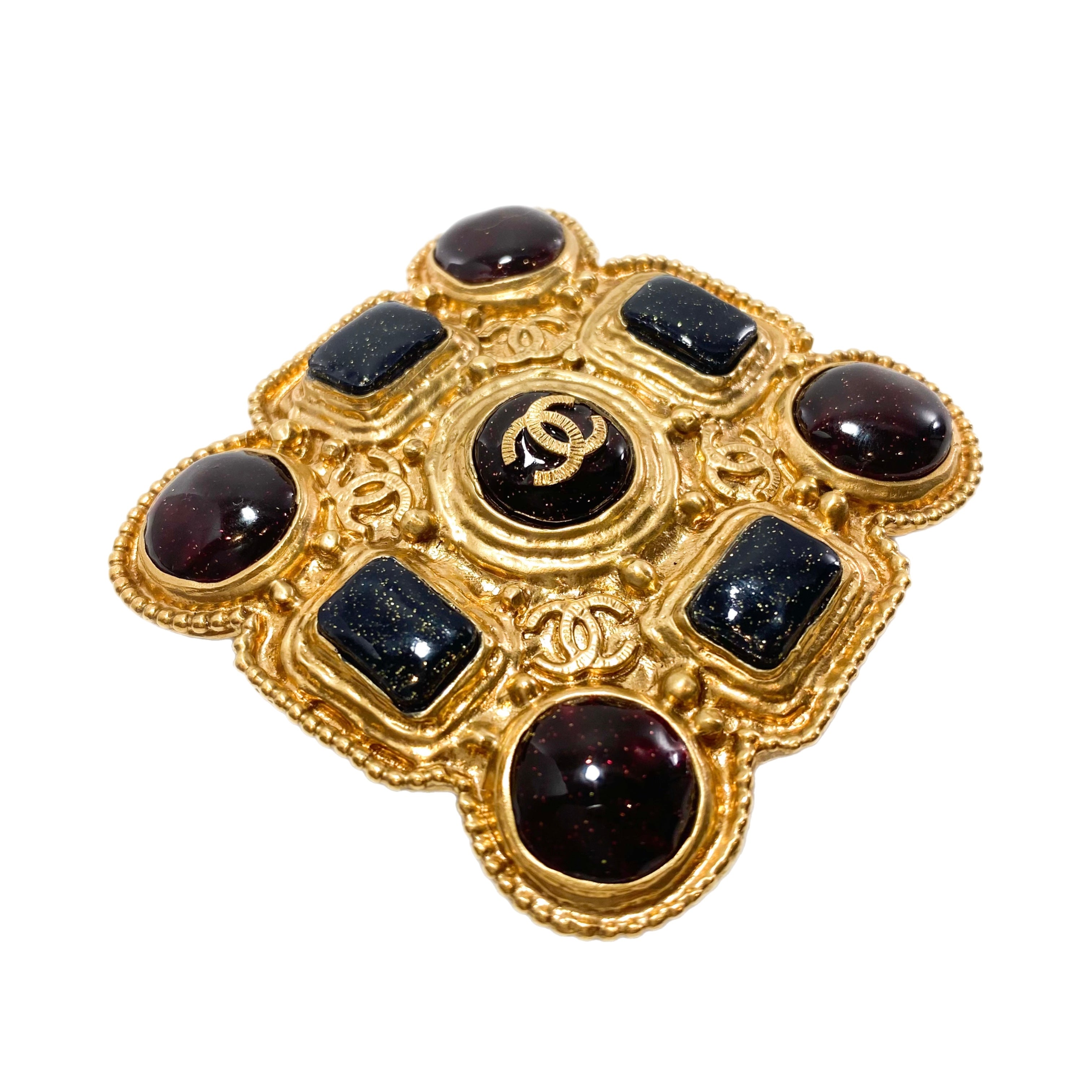 Chanel Gold CC Gripoix Brooch