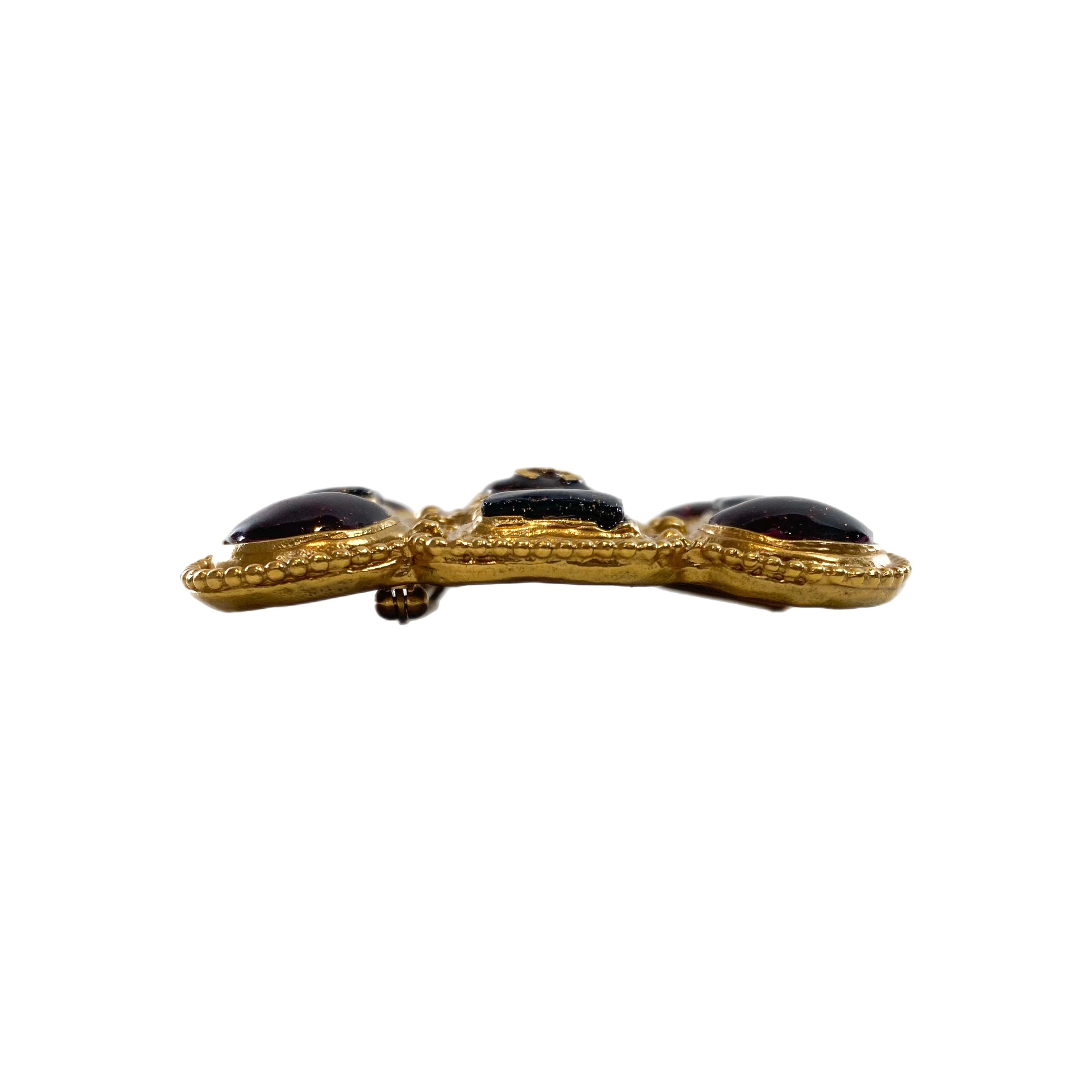 Chanel Gold CC Gripoix Brooch