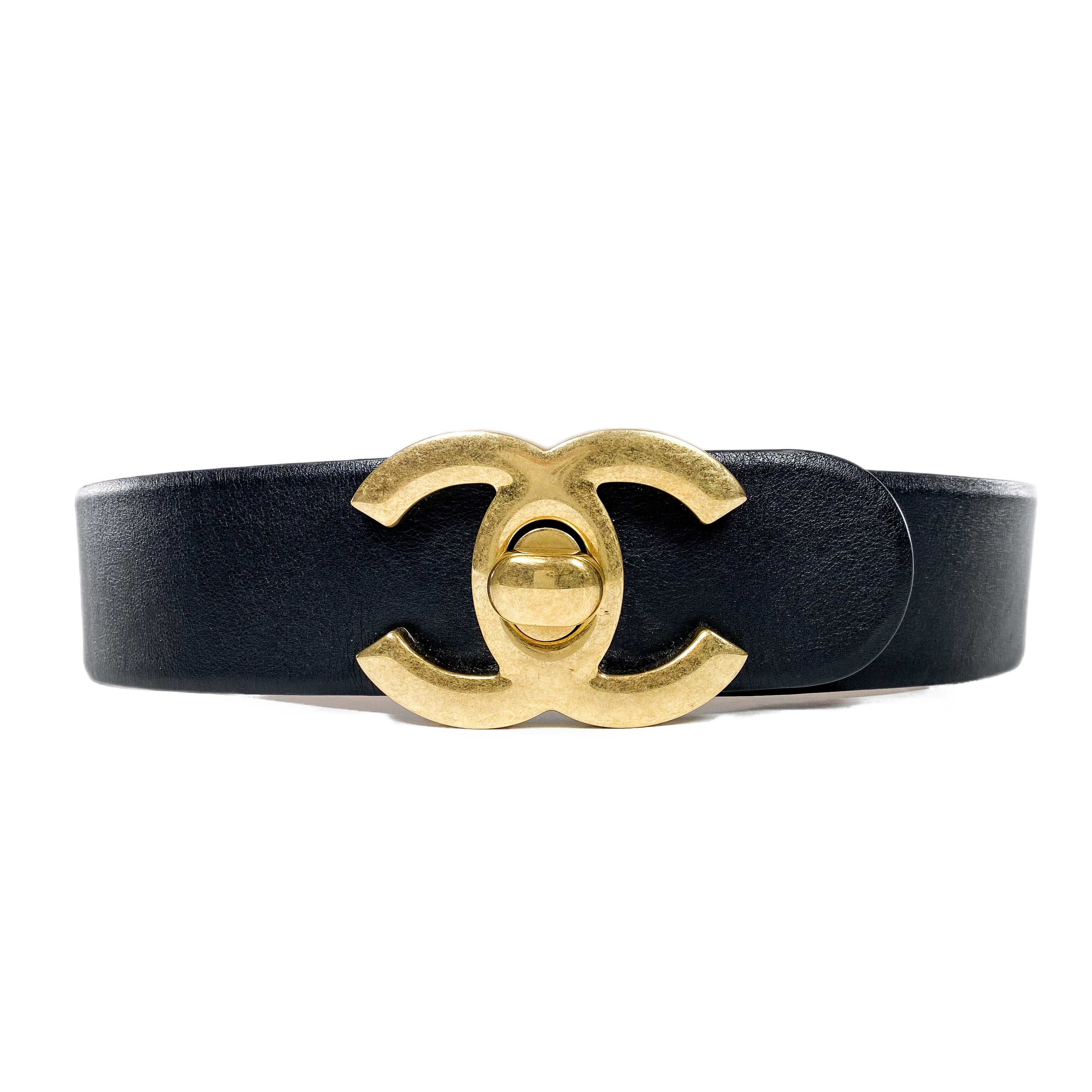 Chanel Black CC Turn Lock Belt