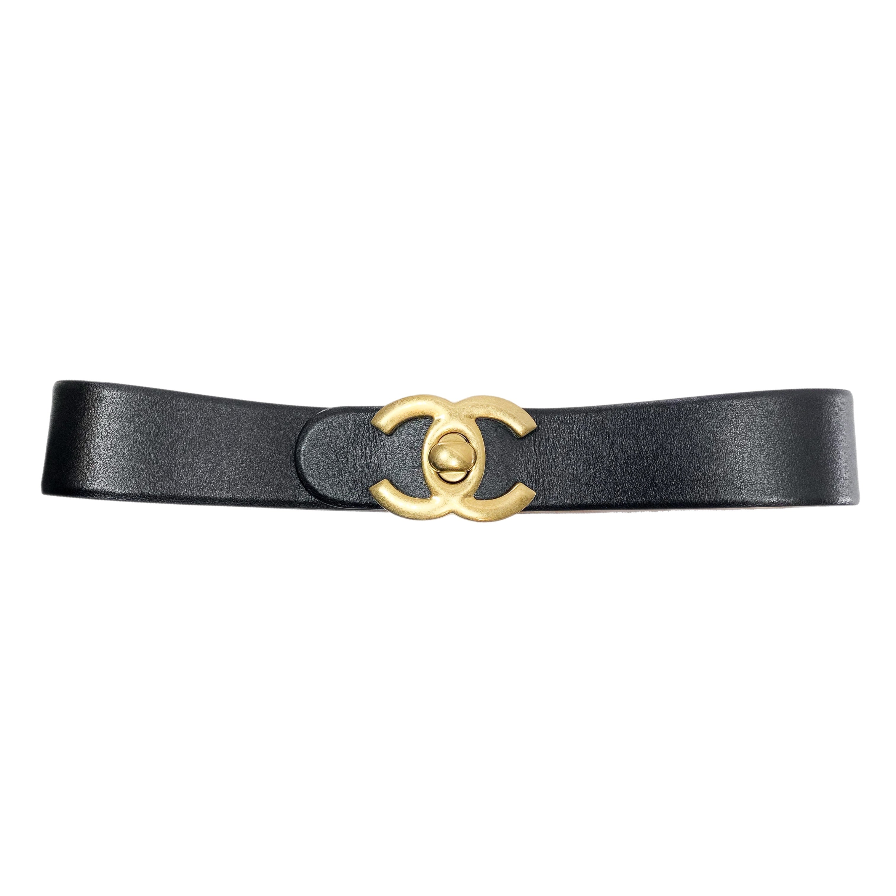 Chanel Black CC Turn Lock Belt